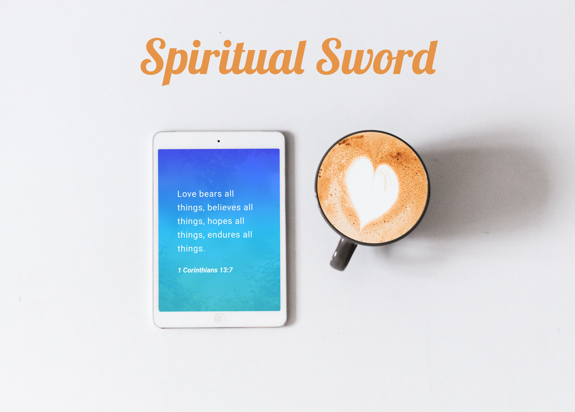 Tablet showing Spiritual Sword verse design
